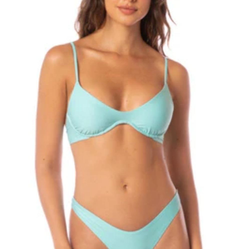 Nwt VYB NORDSTROM REVOLVE SHIMMER JOLIE swim Top Bikini Bra Green Mint Y2K